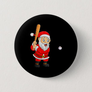 Womens Christmas Santa Playing Baseball Xmas Funny 6 Cm Round Badge