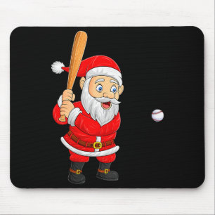 Womens Christmas Santa Playing Baseball Xmas Funny Mouse Pad