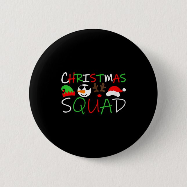 Womens Christmas Squad Reindeer Elf Santa Snowman  6 Cm Round Badge (Front)