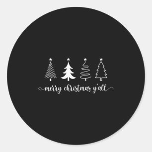 Womens Christmas Tree Merry Christmas Y'all Cute W Classic Round Sticker