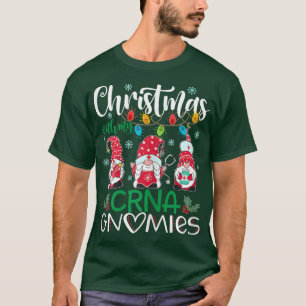 Womens Christmas With My CRNA Gnomies Nurse Stetho T-Shirt