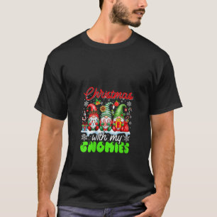 Womens Christmas with My Gnomies Three Gnomes Colo T-Shirt