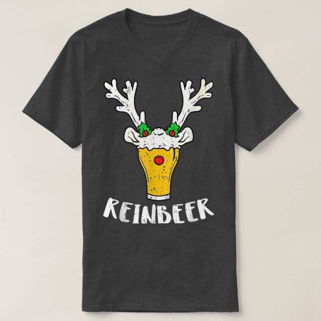 Womens Christmas Xmas Beer Reindeer Ugly Reinbeer  T-Shirt (Design Front)