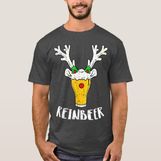 Womens Christmas Xmas Beer Reindeer Ugly Reinbeer T-Shirt