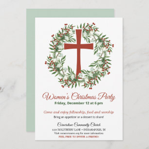 Women's Church Christmas Party Wreath Invitation