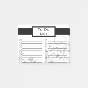 Womens Classic Black White Swirly To Do List Post-it Notes