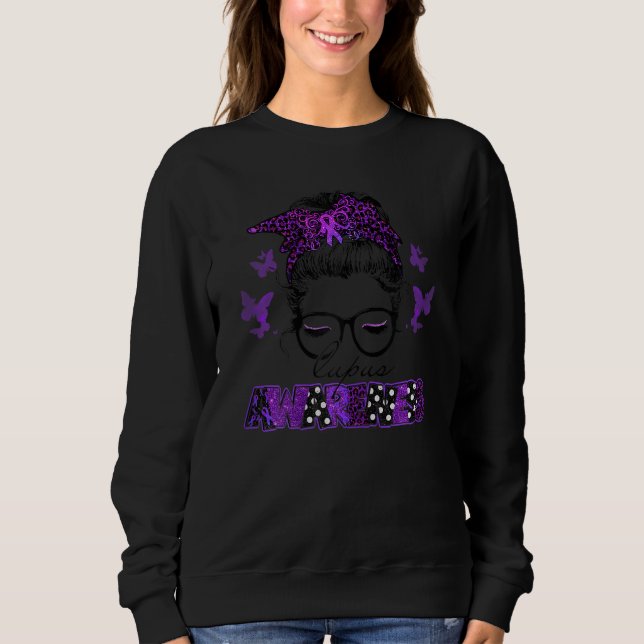 Womens Classy Leopard Pattern Shades Lupus Awarene Sweatshirt (Front)
