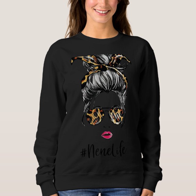 Womens Classy Nene Life With Leopard Pattern Shade Sweatshirt (Front)