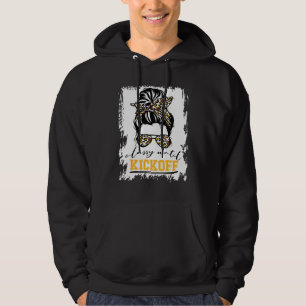 Womens Classy Until Kickoff Messy Bun Football Mum Hoodie
