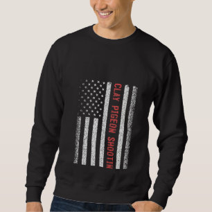 Womens Clay Pigeon Shooting American Flag 4th of J Sweatshirt
