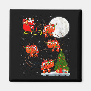 Womens Clown Fish Santa Sleigh Flying Funny Magica Magnet