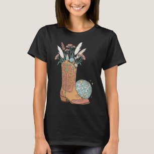 Women's coastal cowgirl boot disco ball western T-Shirt
