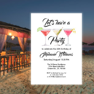 Women's cocktail summer 50th birthday party invitation