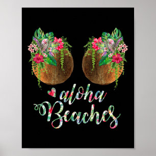 Womens Coconut Bra Flower Breast Hawaii Aloha Beac Poster