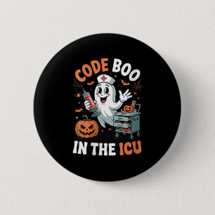 Womens Code Boo In The Icu Funny Medical Halloween 6 Cm Round Badge