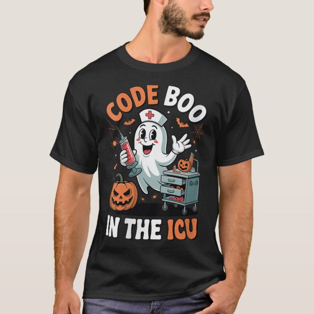 Womens Code Boo In The Icu Funny Medical Halloween T-Shirt (Front)