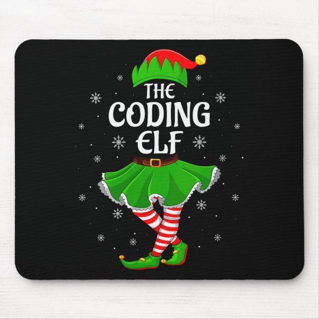 Womens Coding Elf Christmas Family Girls Women Elf Mouse Pad (Front)