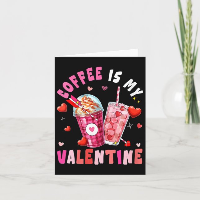Women's Coffee Is My Valentine Hearts Matching Dri Card (Front)