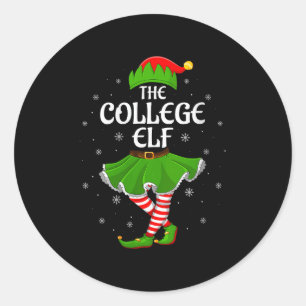 Womens College Elf Christmas Family Girls Women El Classic Round Sticker