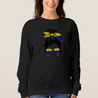 Womens Colombia Colombian Flag Pride Girl Hispanic Sweatshirt