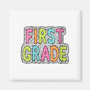 Womens Colorful First Grade Teacher Appreciation V Magnet