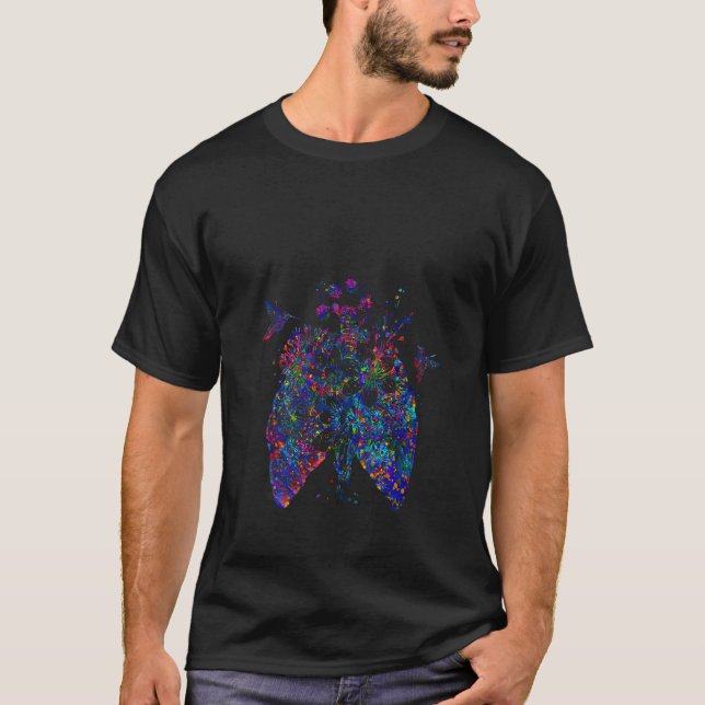 Womens Colour Hummingbird Floral Lung Anatomy Pulm T-Shirt (Front)