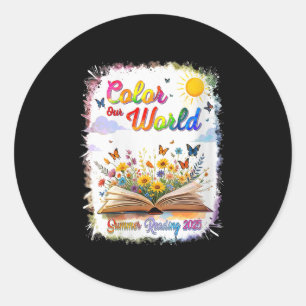 Womens Colour Our World Summer Reading Book Wildfl Classic Round Sticker