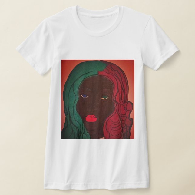 Women's Colourful Design White T-Shirt (Laydown)