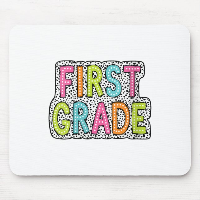 Womens Colourful First Grade Teacher Appreciation  Mouse Pad (Front)