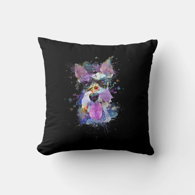Womens Colourful Schnauzer Dog Design V-Neck Cushion (Front)