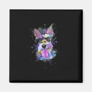 Womens Colourful Schnauzer Dog Design V-Neck Magnet
