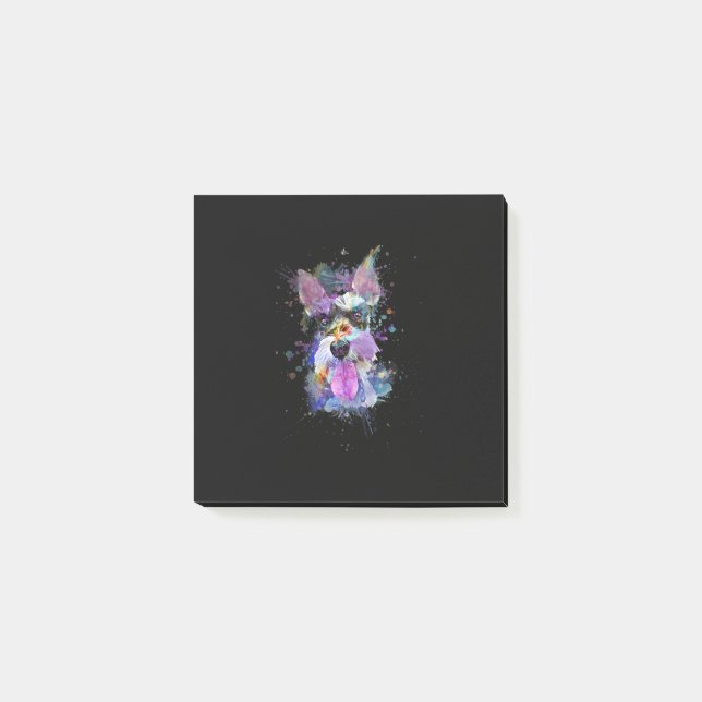 Womens Colourful Schnauzer Dog Design V-Neck Post-it Notes (Front)