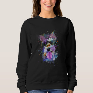 Womens Colourful Schnauzer Dog Design V-Neck Sweatshirt