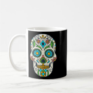 Womens Colourful Sugar Skull Floral Día De Los Coffee Mug