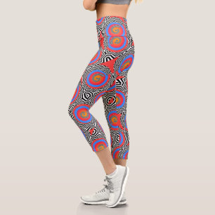 Women's Compression Fit High Waist Spiral Chevron Capri Leggings