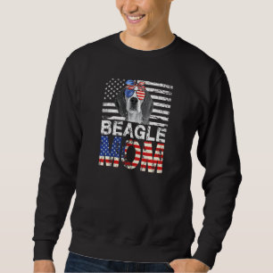 Womens Cool Beagle Mum Usa Flag Patriotic Mothers  Sweatshirt