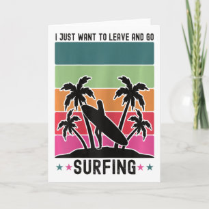 Womens Cool Funny Retro Sunset Vintage Surfing Sur Card