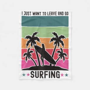 Womens Cool Funny Retro Sunset Vintage Surfing Sur Fleece Blanket