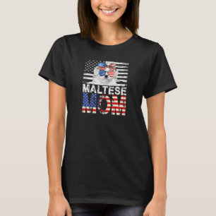Womens Cool Maltese Mum Usa Flag Patriotic Mothers T-Shirt