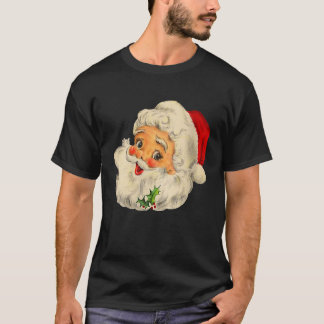 Womens Cool Vintage Christmas Santa Claus Face VNe T-Shirt