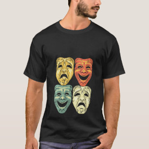 Womens Cool Vintage Colour Theatre Mask Funny Dram T-Shirt