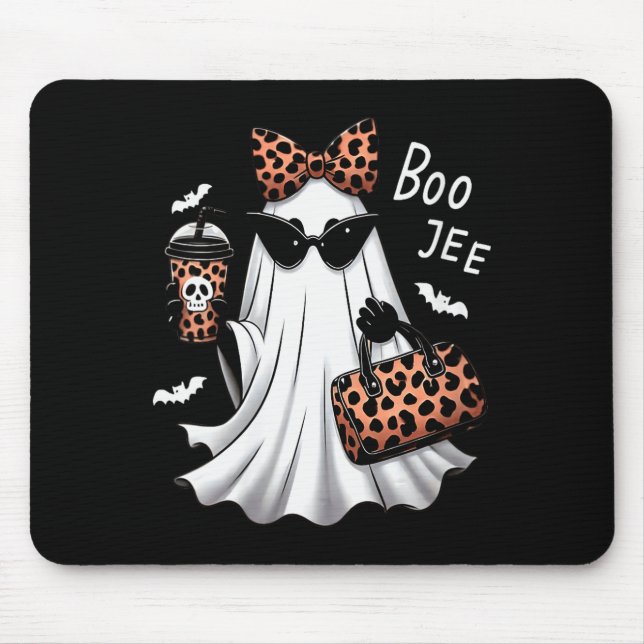 Womens Coquette Leopard Ghost Coffee Boo-jee Hallo Mouse Pad (Front)