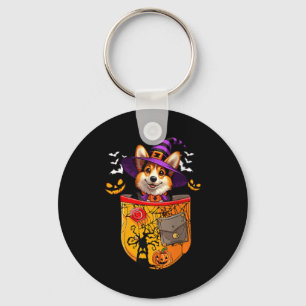 Womens Corgi As Witch In Poc Halloween Dog Owner Key Ring