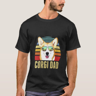Womens Corgi Dog Dad Vintage Retro Sunset Beach Vi T-Shirt