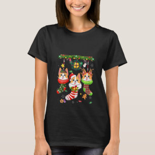 Womens Corgi In Socks Christmas Santa Hat Xmas Lig T-Shirt