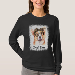 Womens Corgi Mum Leopard Bleached Dog Pet T-Shirt