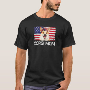 Womens Corgi Mum Us Flag 4th Of July Patriotic Wom T-Shirt