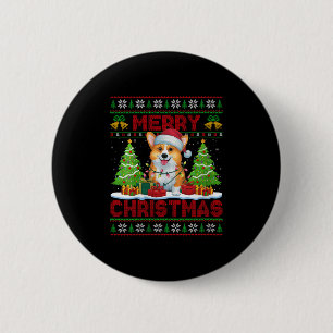 Womens Corgi Ugly Christmas Sweaters Funny Pet Dog 6 Cm Round Badge