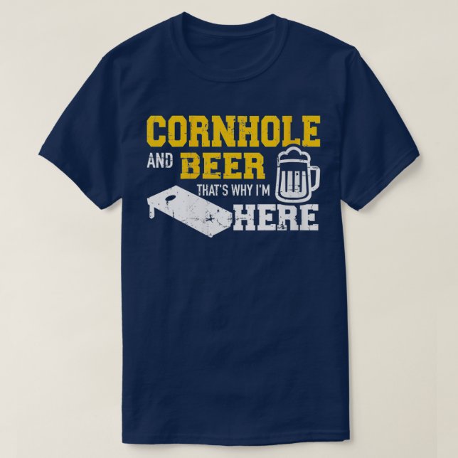 Womens Cornhole and beer that's why I'm here VNeck T-Shirt (Design Front)