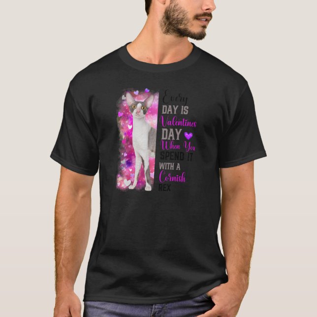 Womens Cornish Rex Cat Mum Valentines Day Cat Mama T-Shirt (Front)